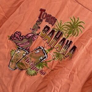Tommy Bahama Mens 100% Silk Shirt‎ XL Orange The Calypso Beat Hula Palm Trees